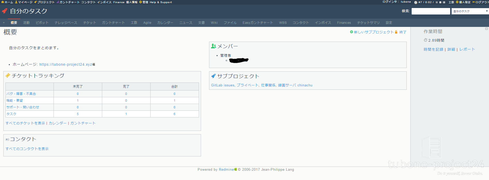 Redmineにminimalflat2テーマを適用したダッシュボード画面