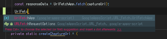 TypeScriptでURLFetchAppのLint補完が効いているエディタ画面